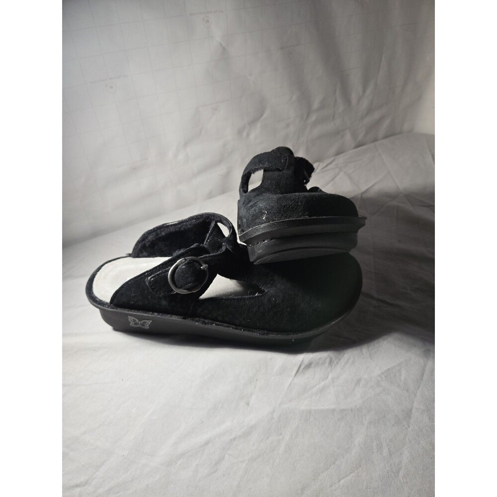 Alegria Black Suede Buckle Strap Slip-On Sandals Womens 7 Nurse